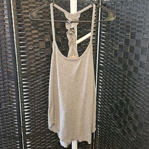 Chaser Heather Gray Ruffle Back Tank Top